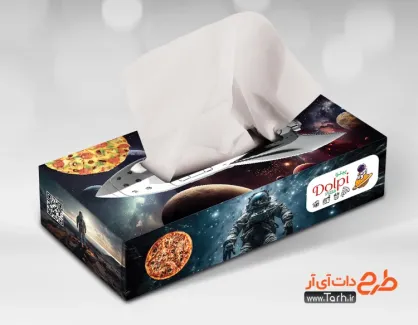 نمونه جعبه دستمال کاغذی پیتزا فروشی مدل جعبه دستمال کاغذی ویژه فست فود