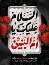 طرح پوستر وفات حضرت ام البنین با تایپوگرافی السلام علیک یا ام البنین