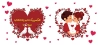 طرح لایه باز لیوان ولنتاین شامل نقاشی و تصویرسازی دختر و پسر و وکتور قلب و پرنده