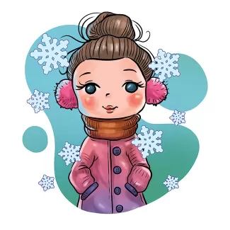 تصویرسازی دختر و هوای برفی با فرمت psd و فتوشاپ