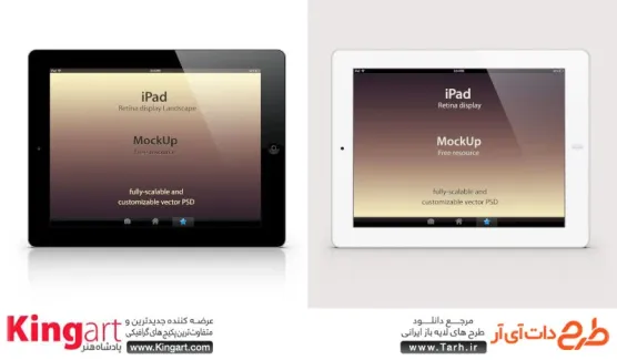 قالب پیش نمایش صفحه نمایش ipad به صورت لایه باز با فرمت psd جهت پیش نمایش صفحه تبلت / آیپد / iPad