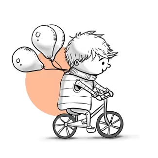 تصویرسازی پسر با دوچرخه با فرمت psd و فتوشاپ
